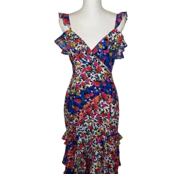 Majorelle Nolita Midi Dress, Patchwork Multi Color Floral Print - Picture 6 of 15